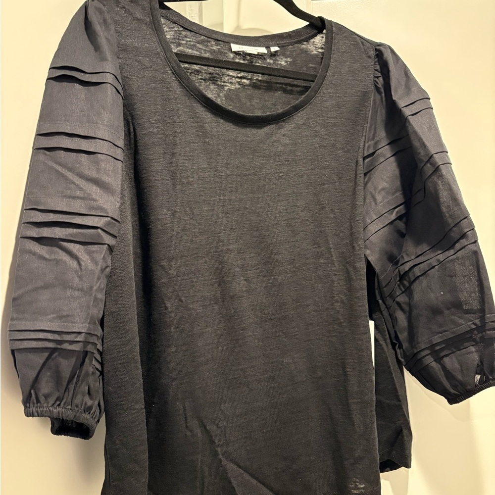 Chico's Black Sheer Sleeve Blouse Size 2 in Chico’s is a L  Pit to Pit is 24”